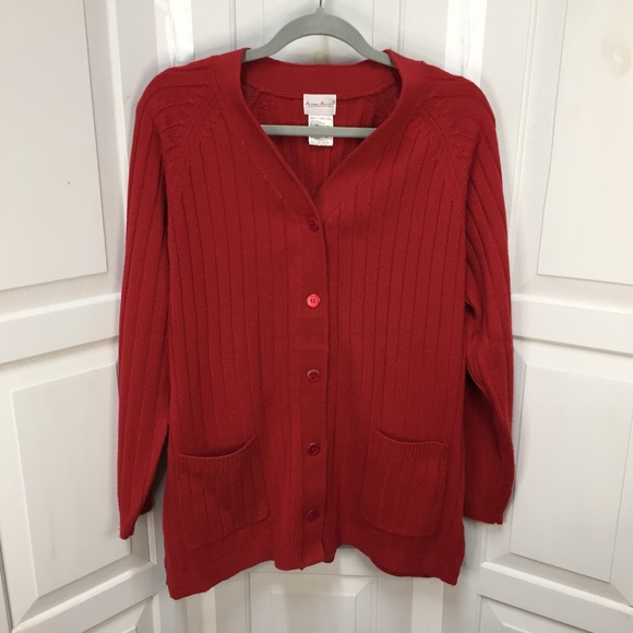 Bobbie Brooks Red Button Down Cardigan Sweater - Picture 1 of 14